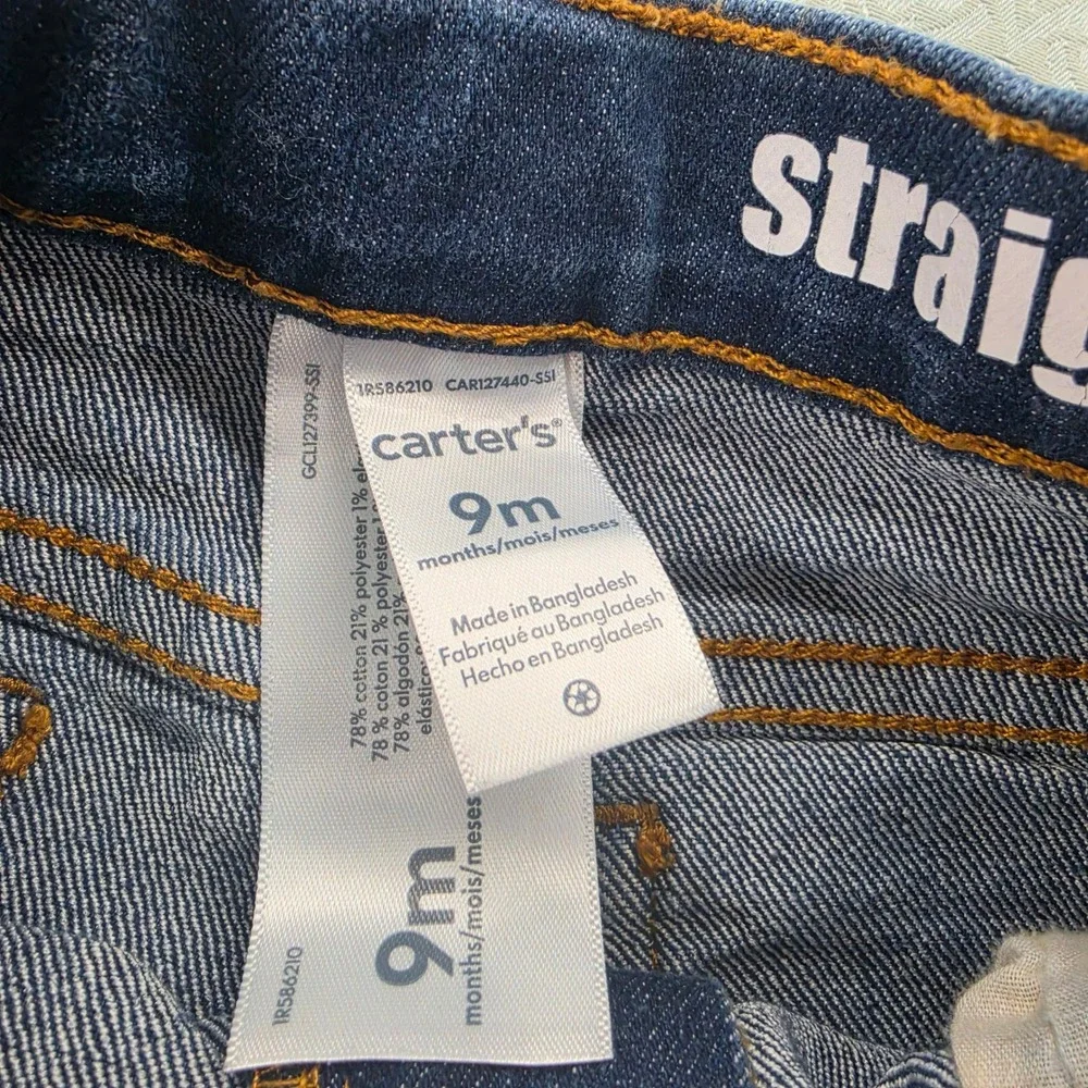 Carters Baby Boys Straight Leg Jeans Dark Wash Blue Denim 9 Months 1R586210